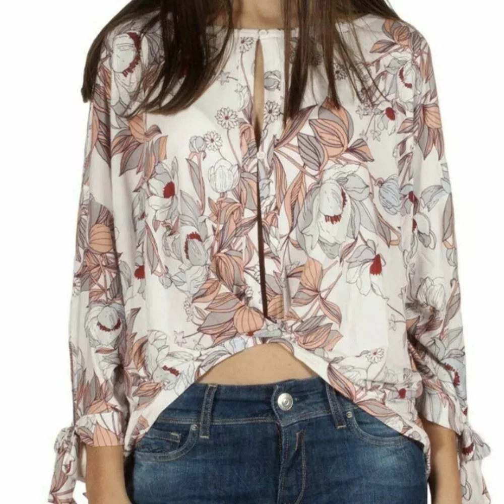 free people "keepin on top" ivory floral top